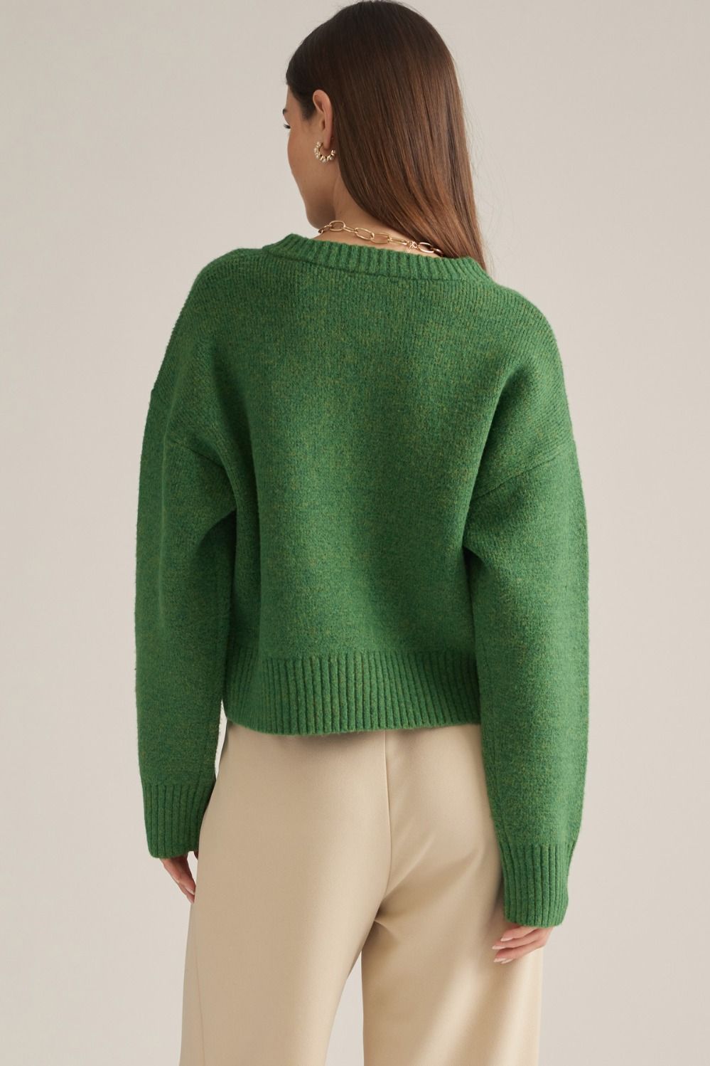 Round Neck Button Up Cardigan
