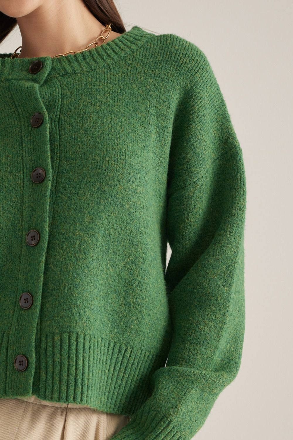 Round Neck Button Up Cardigan