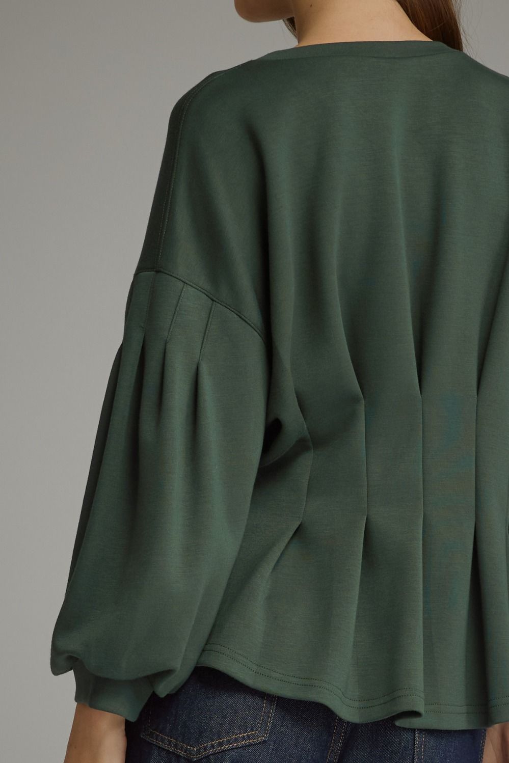 Pleated Waist Balloon Sleeve Top