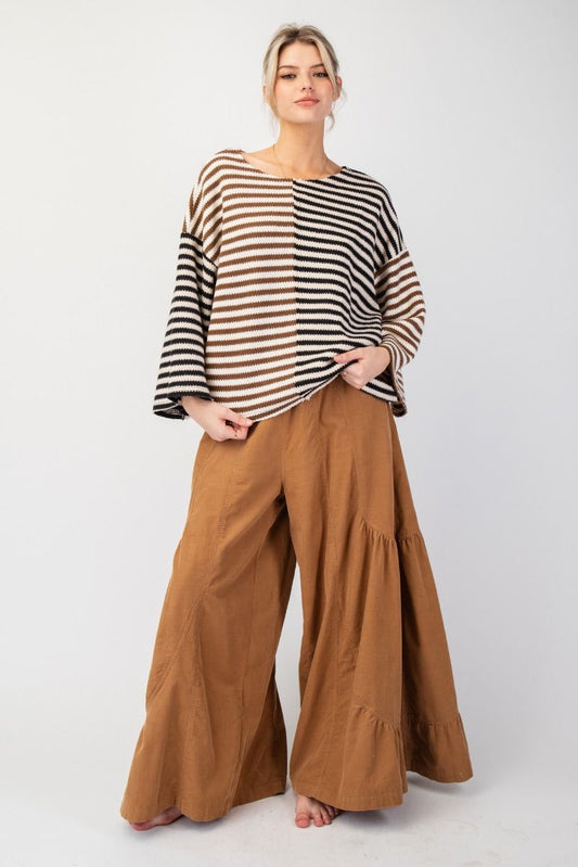 Color Stripe Mix Hacci Knit Top Easel