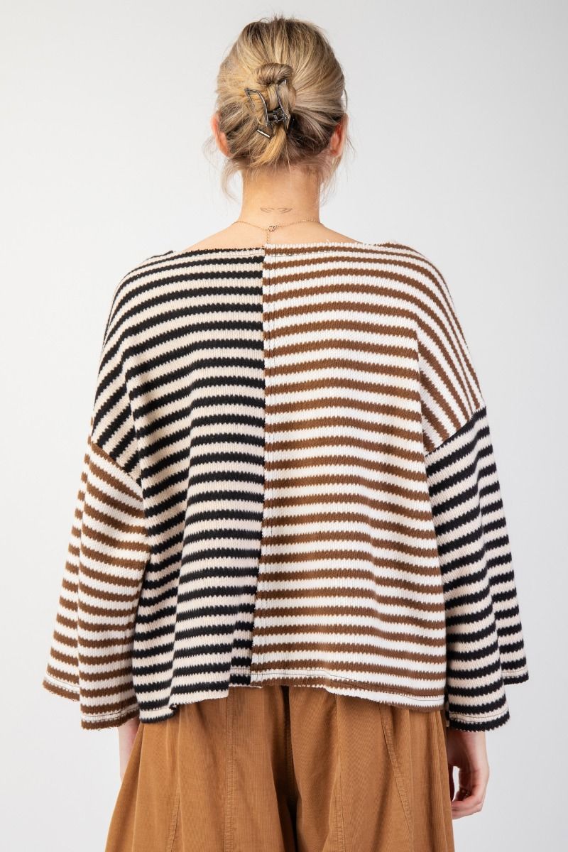 Color Stripe Mix Hacci Knit Top Easel