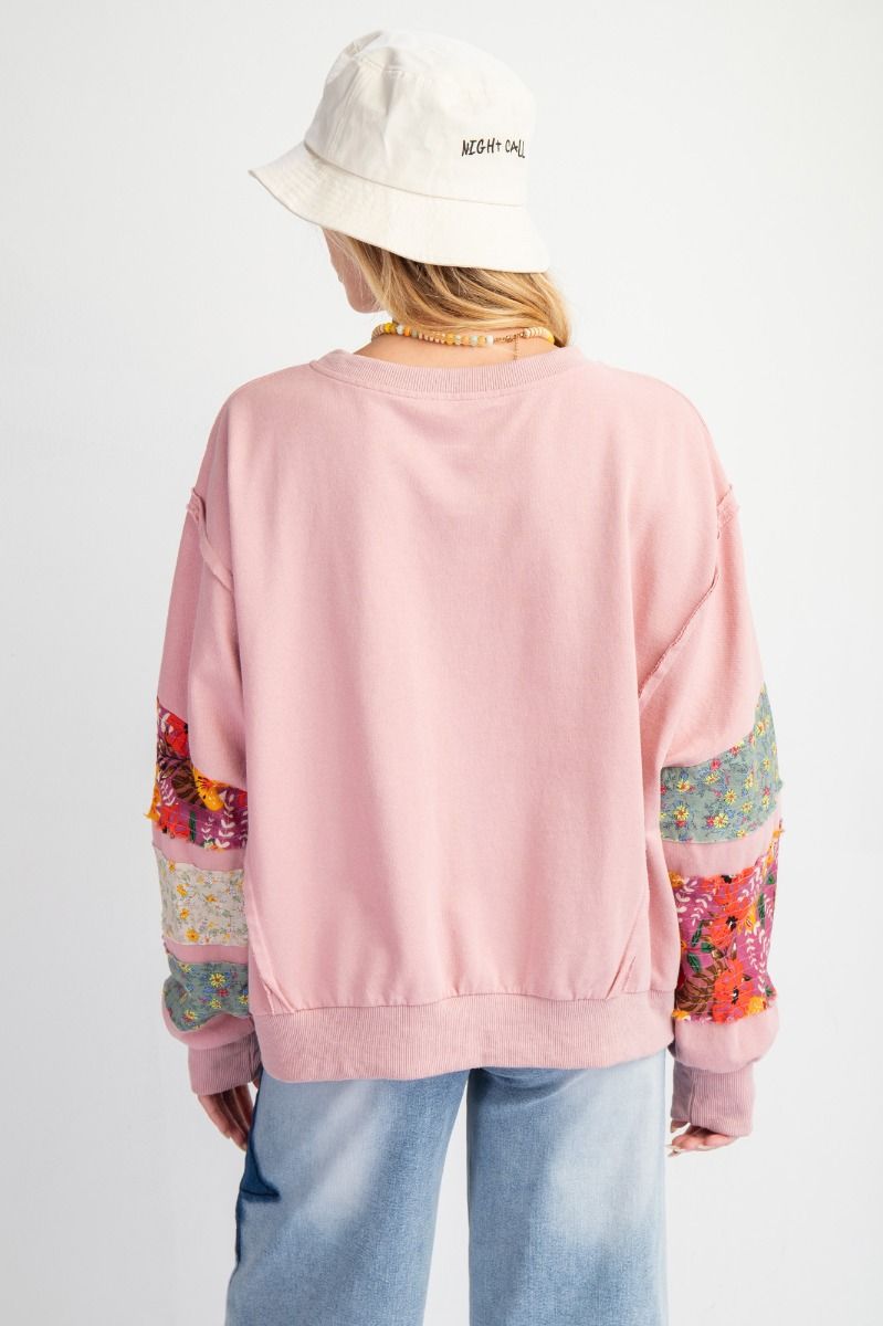 Print Mix Terry Knit Pullover Easel