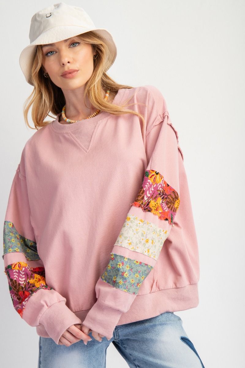 Print Mix Terry Knit Pullover Easel
