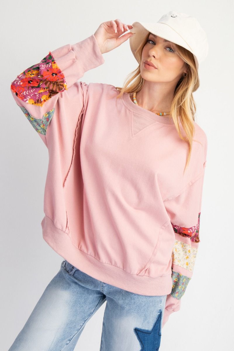 Print Mix Terry Knit Pullover Easel