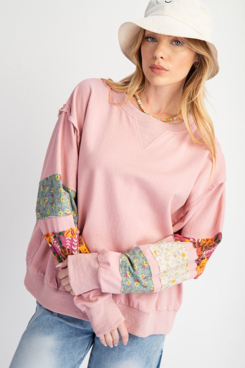 Print Mix Terry Knit Pullover Easel