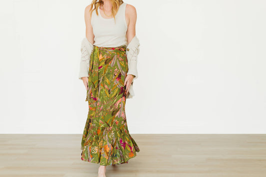 Featherington 3-Way Wrap Skirt- Green