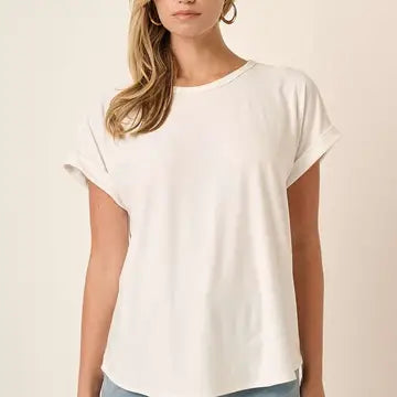 Round Neck Dolman Short Sleeve Knit Top Mittoshop