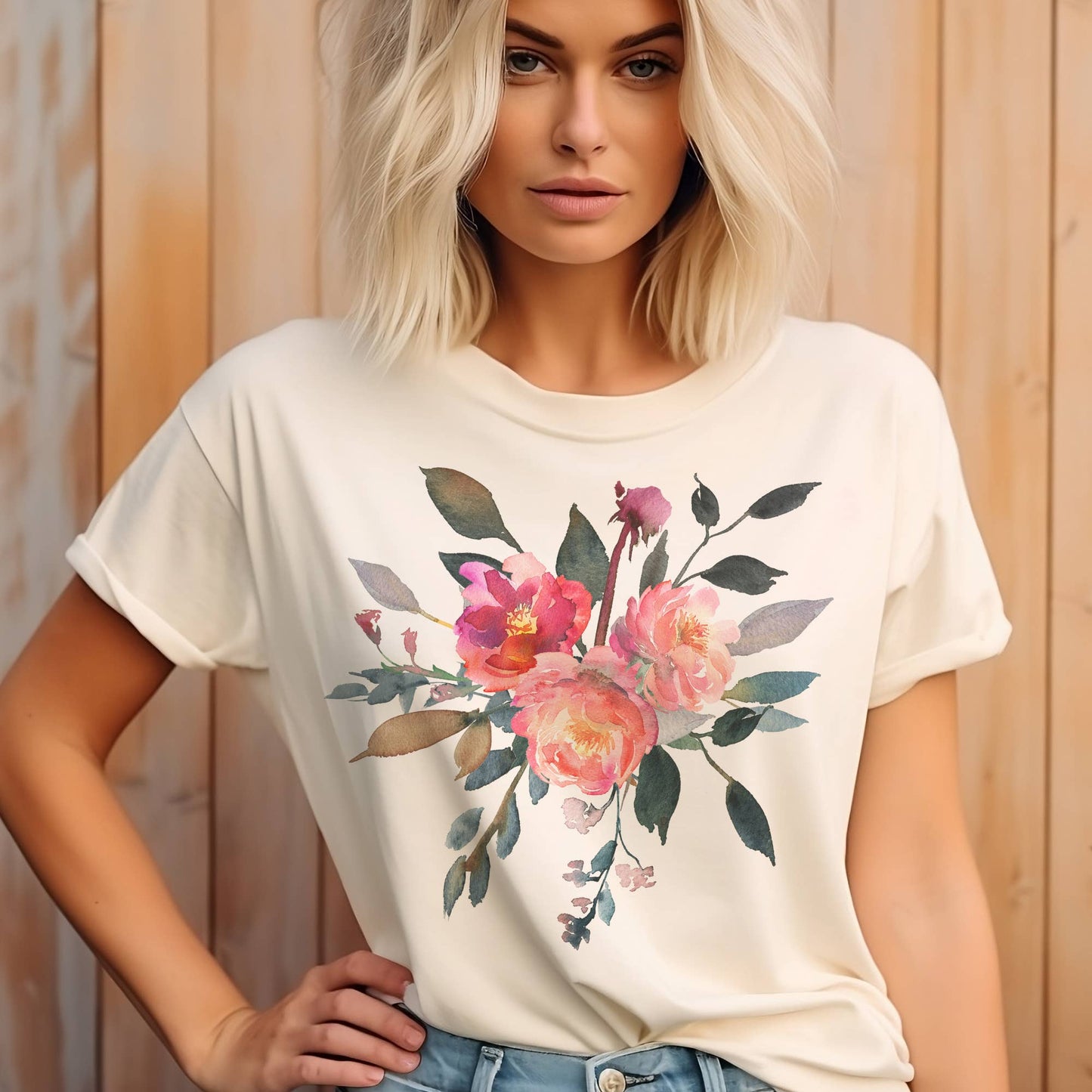 Romance Flowers Floral Bouquet Girly Classic Graphic Tee
