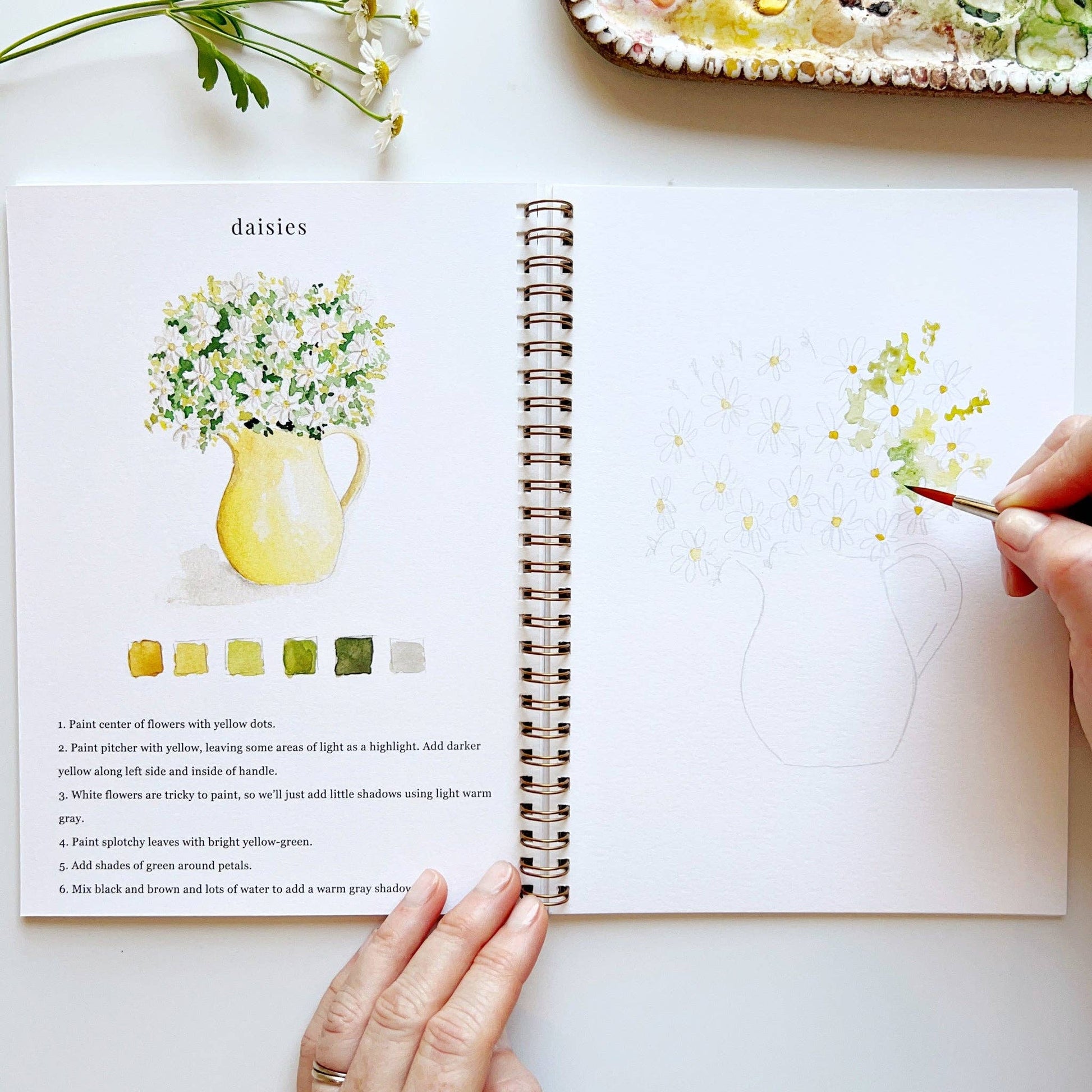 Flowers watercolor workbook emily lex studio