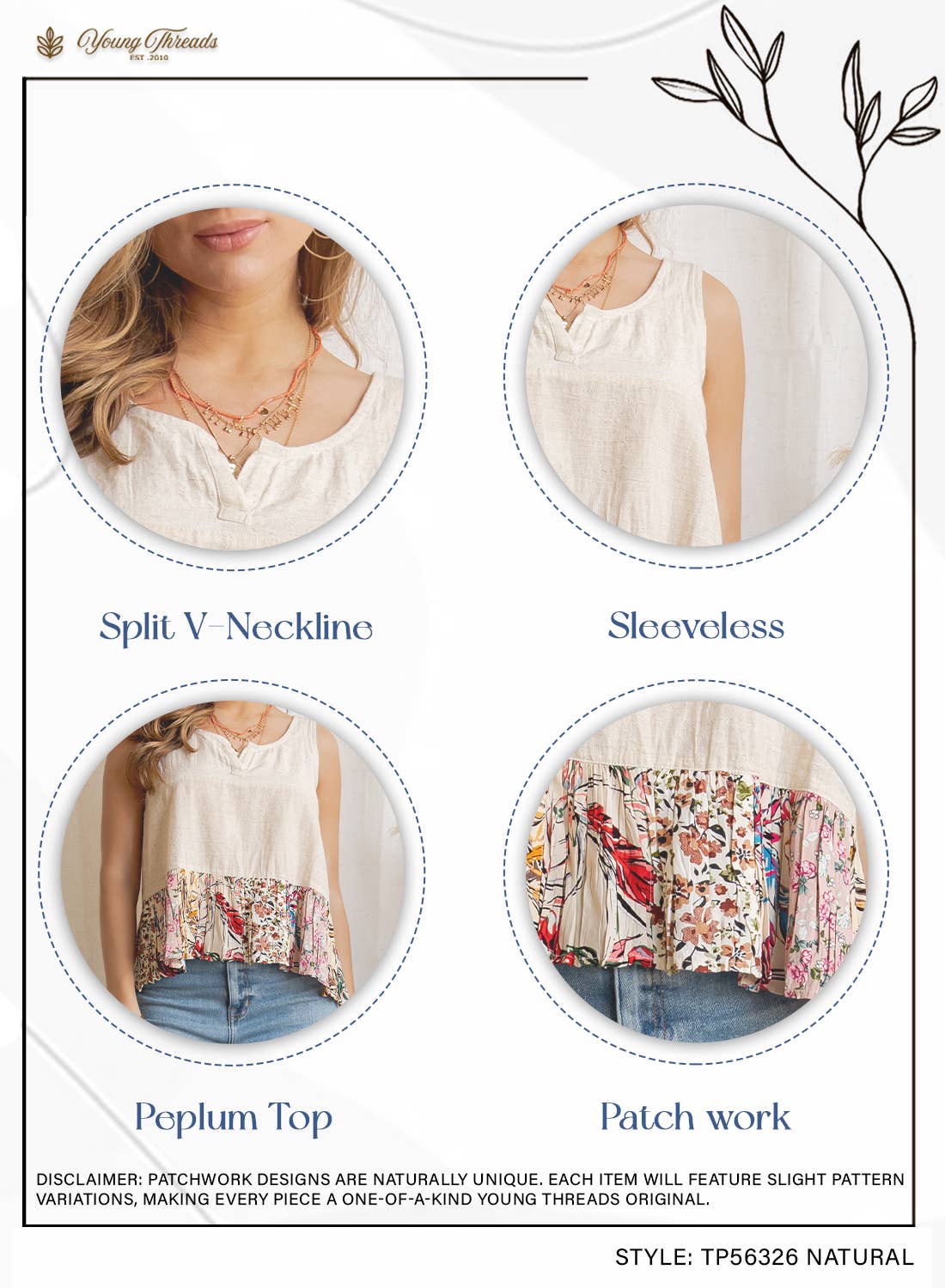 Bohemian Floral Print Peplum Tank