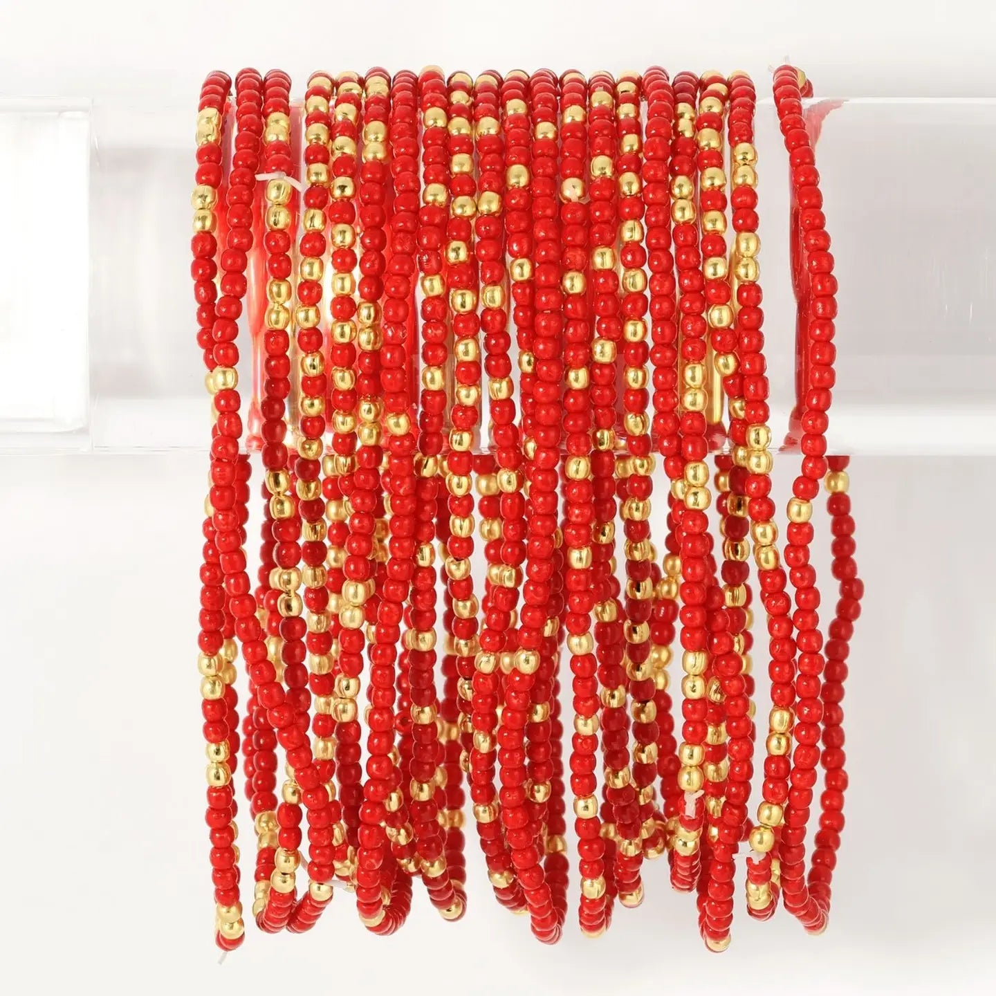 2mm Single Color Seed Bead Bracelet with Gold bead Accent