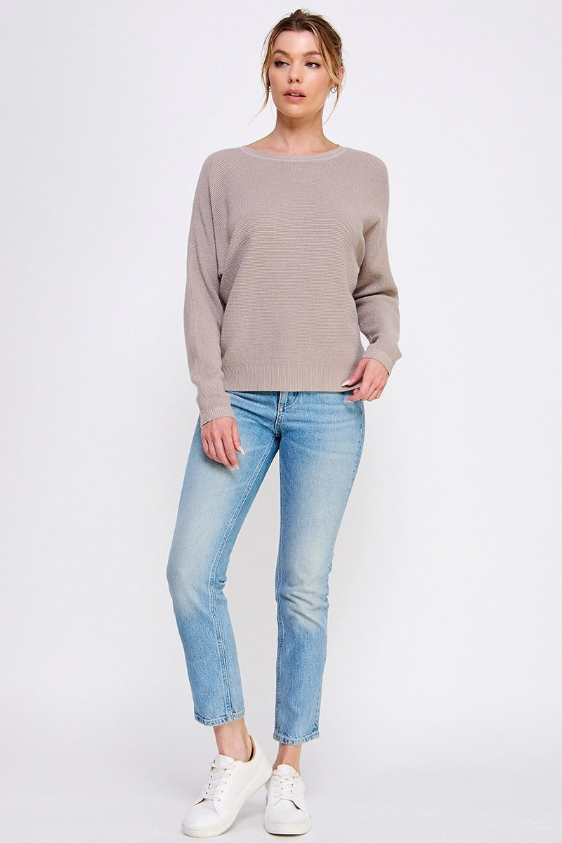 Soft Fine Gauge Mini Waffle Texture Dolman Top