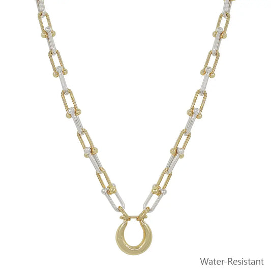 Water Resistant Chunky Chain Necklace with Pendant
