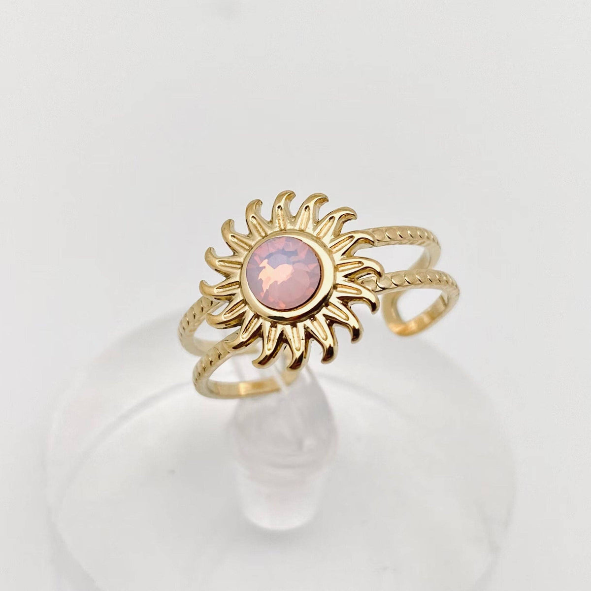 Stainless Steel Inlaid  Stone Gold-plated Rings - FGS/CS