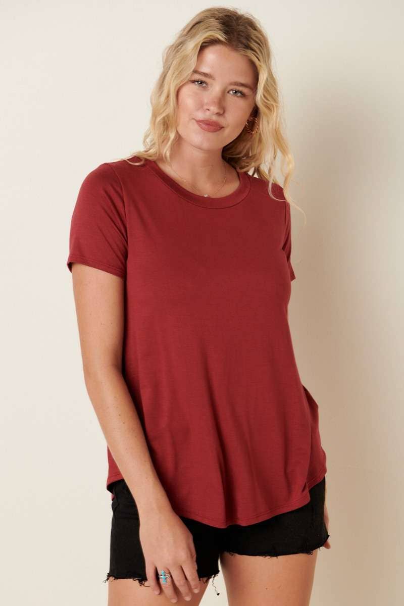 BAMBOO ROUND NECK SHORT SLEEVE BASIC TOP