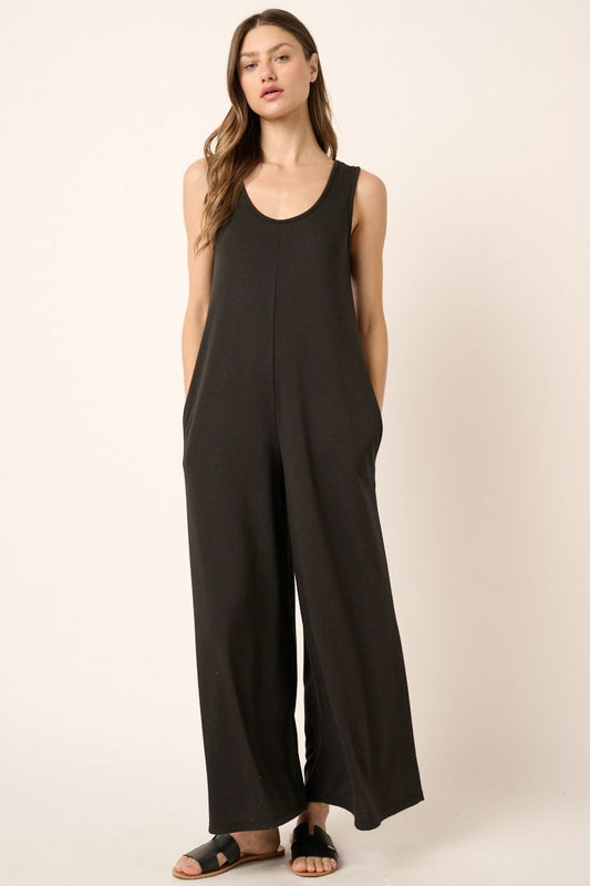 Scoop Neck French Terry Wide Leg Jumpsuit Mittoshop