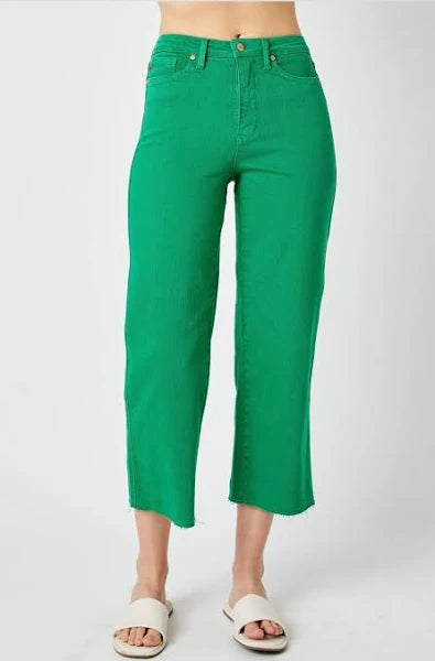 High-Rise Tummy Control Crop Wide Leg Jeans Judy Blue