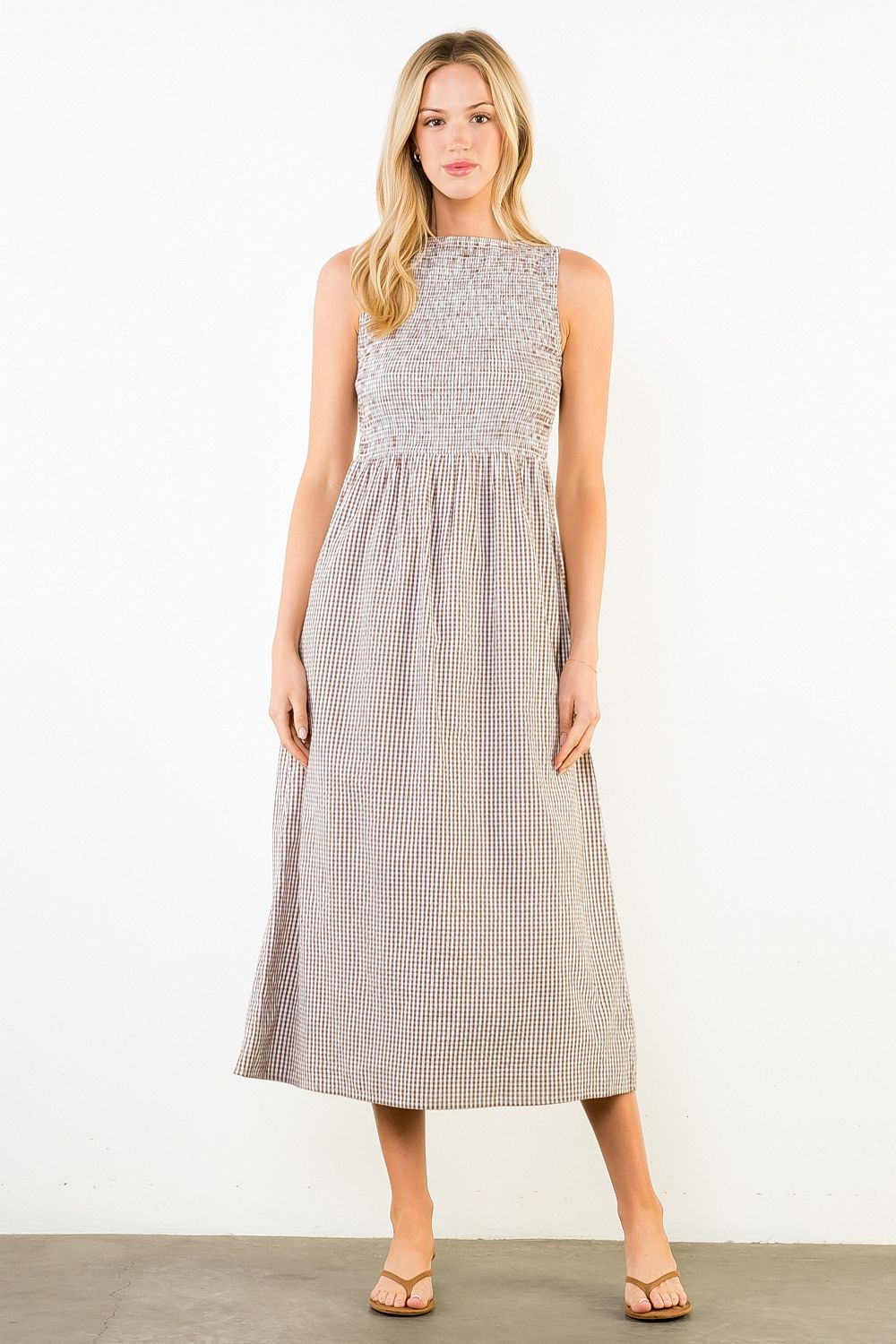 Smocked Top Gingham Dress