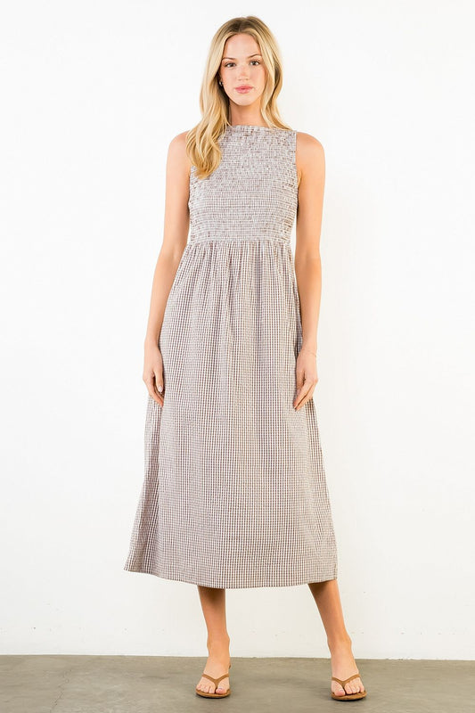 Smocked Top Gingham Dress