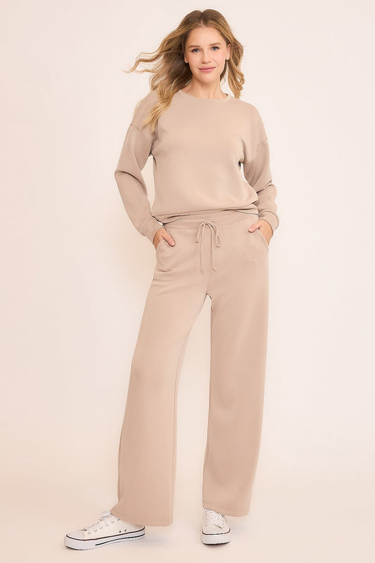 Techno Cupro Front-Tie Wide Leg Pants with Pockets Wasabi + Mint