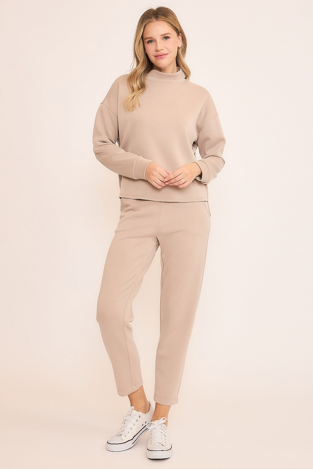 Techno Cupro Mock Neck Hi-Lo Top Wasabi + Mint