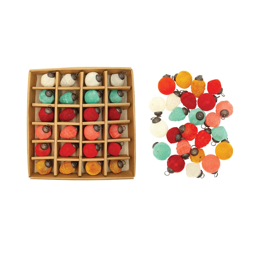 Flocked Glass Ornaments