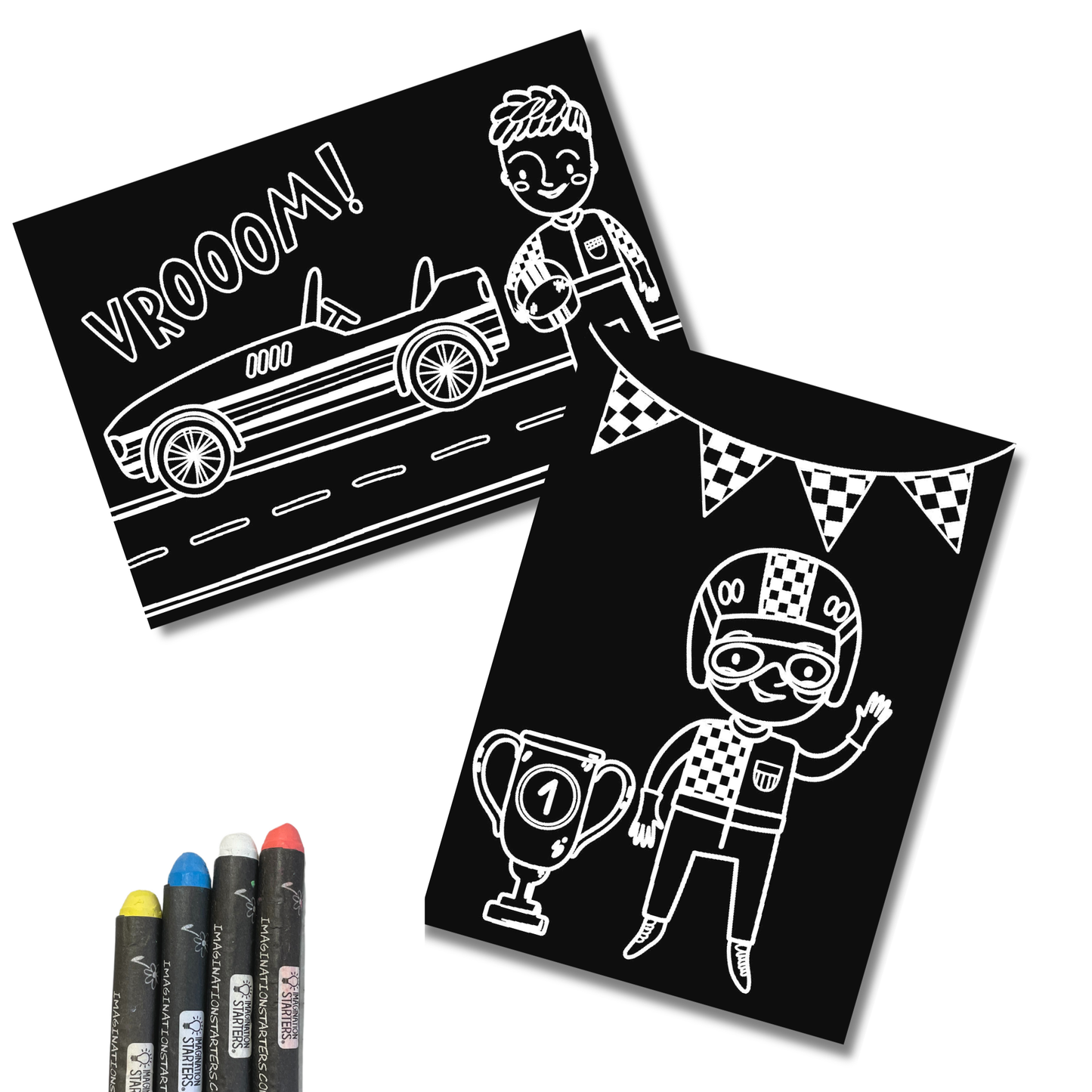 Chalkboard MiniMats Race Day Coloring Kit Imagination Starters