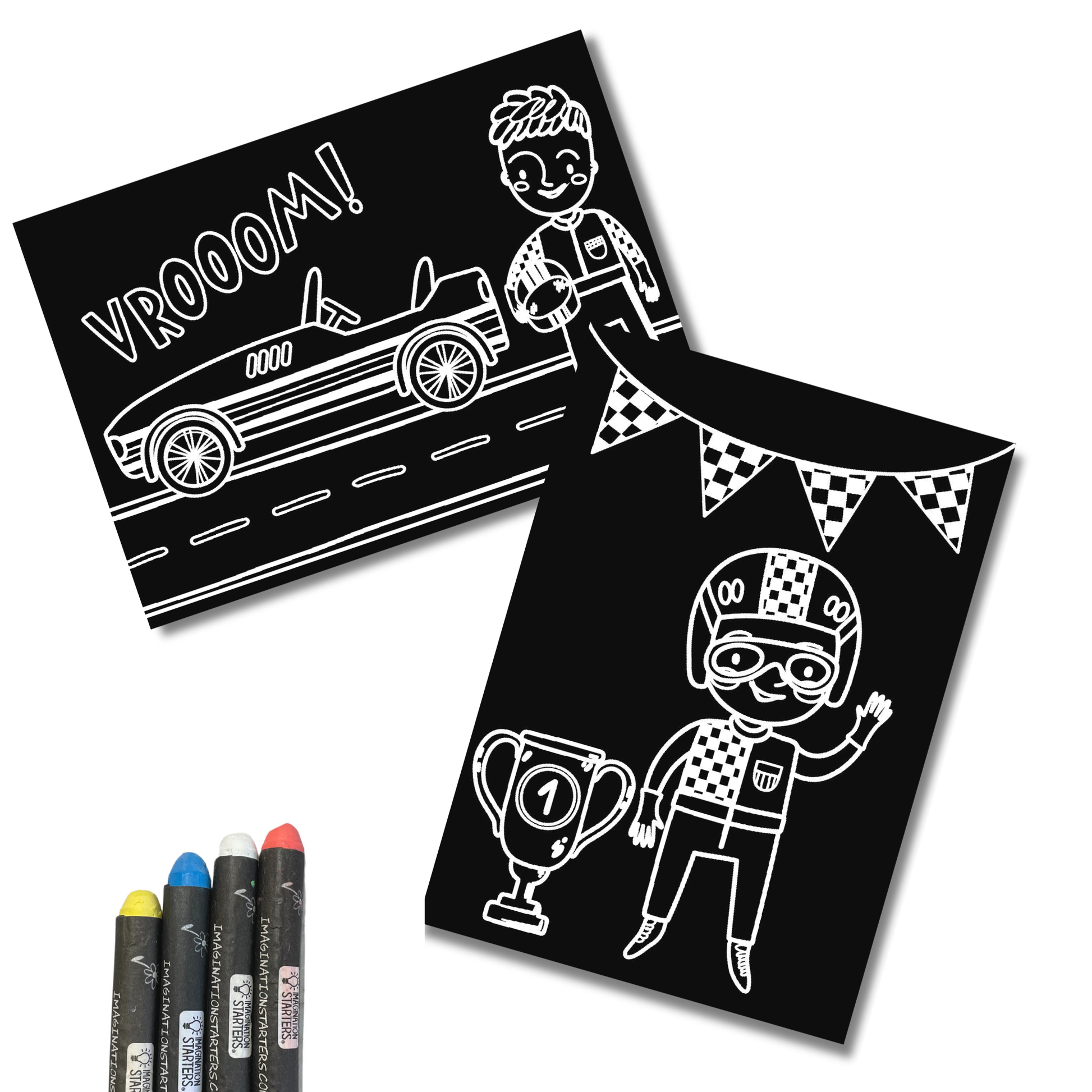 Chalkboard MiniMats Race Day Coloring Kit Imagination Starters
