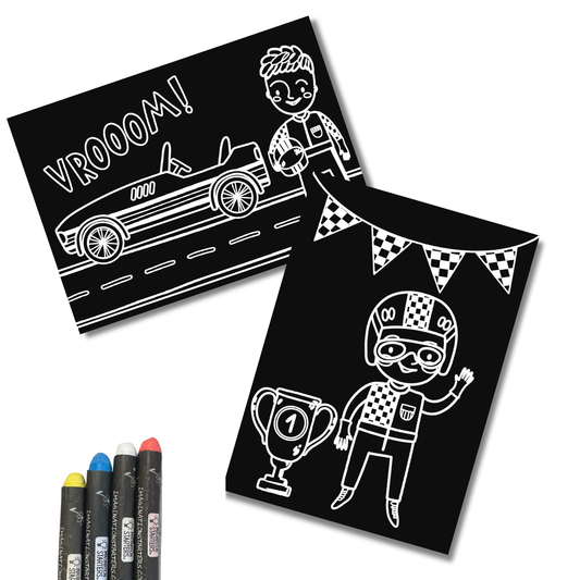 Chalkboard MiniMats Race Day Coloring Kit Imagination Starters