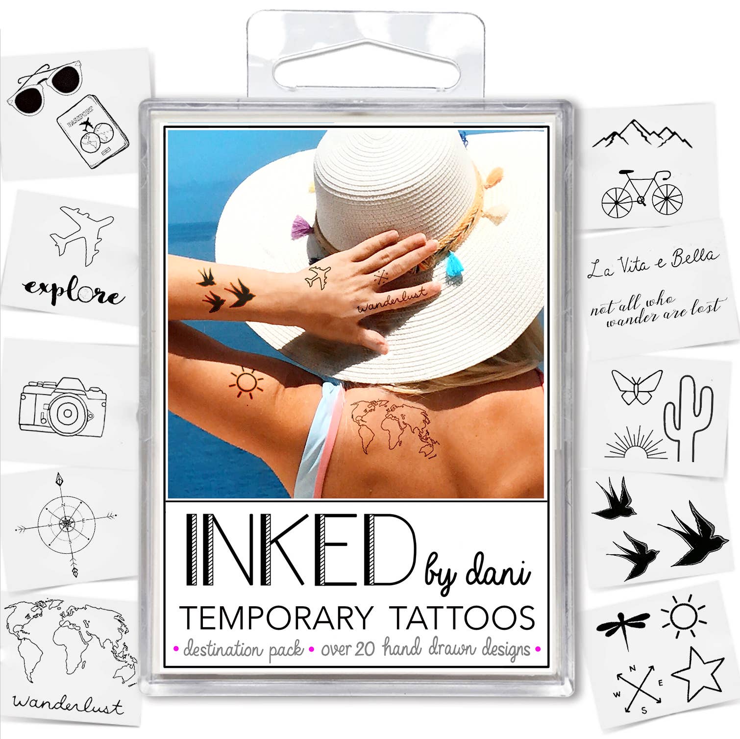 Destination Temporary Tattoo Pack INKED by Dani