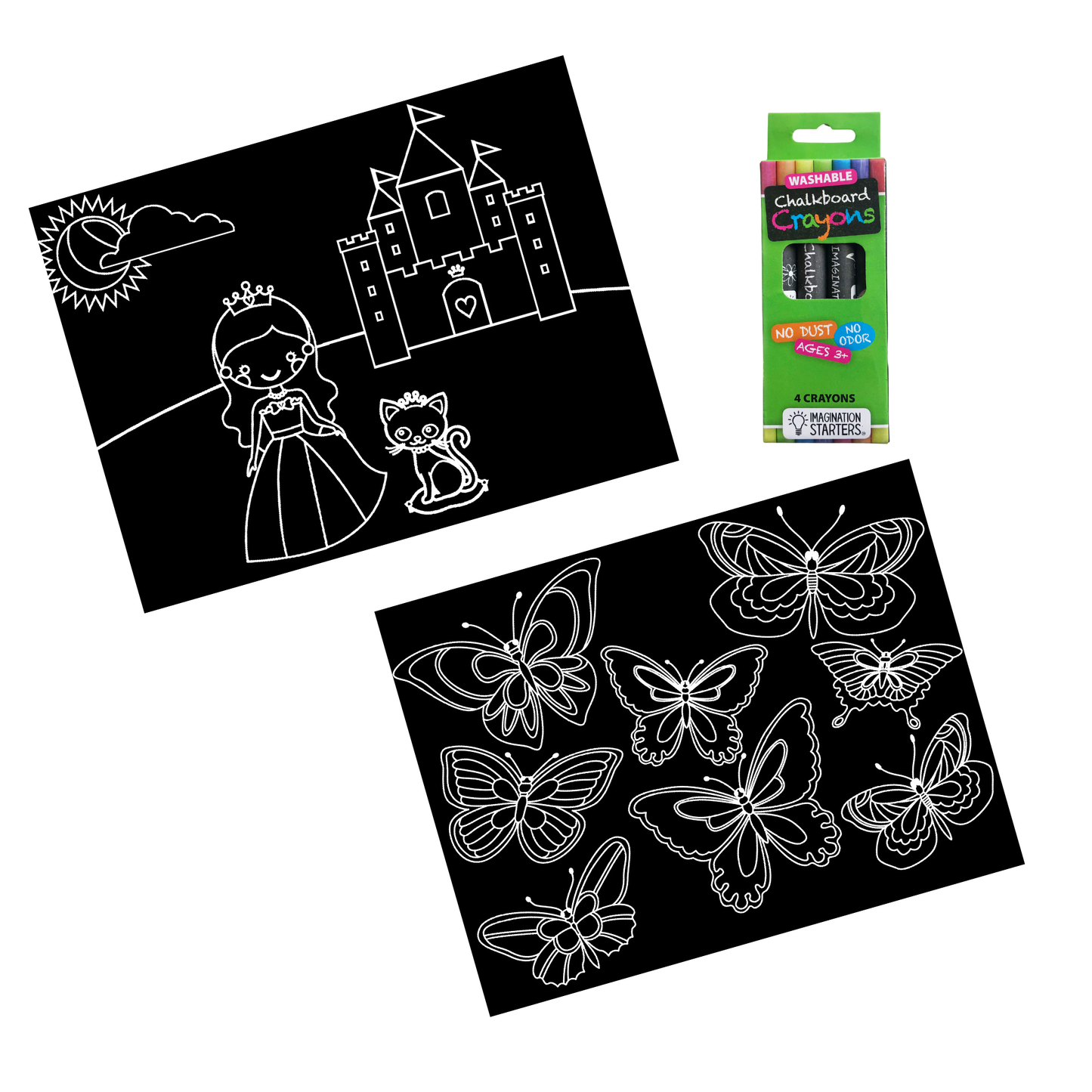 Chalkboard Princess and Butterfly Travel Mat Set Imagination Starters