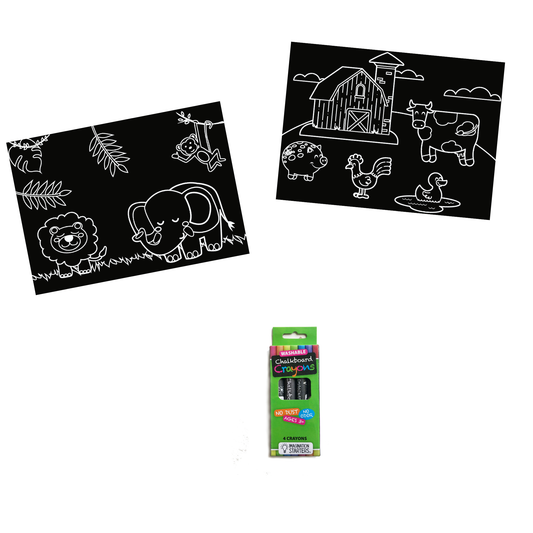 Chalkboard MiniMats Farm & Jungle Coloring Kit Imagination Starters