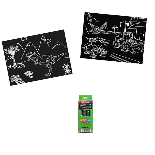 Chalkboard MiniMats Dino & Truck Coloring Kit Imagination Starters