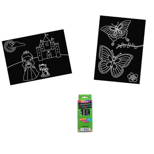 Chalkboard MiniMats Princess & Butterfly Coloring Kit Imagination Starters