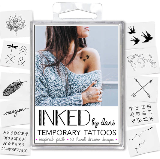 Inspired Temporary Tattoo Pack INKED by Dani