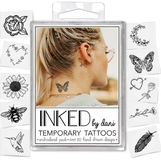 Embroidered Temporary Tattoo Pack INKED by Dani