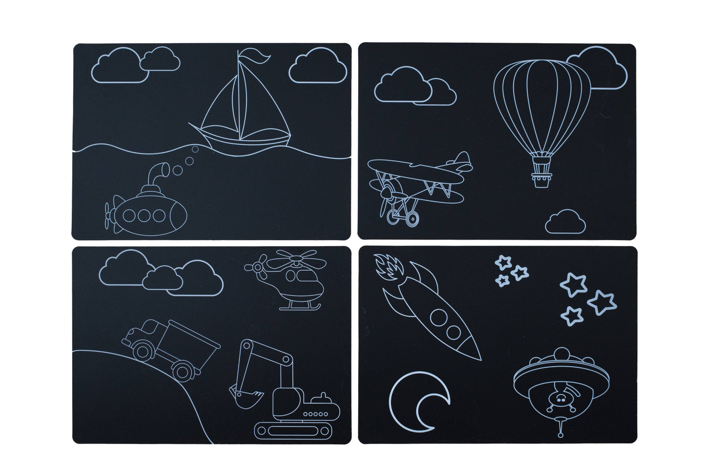 Chalkboard Transportation Travel Placemat - Set of 4 Imagination Starters