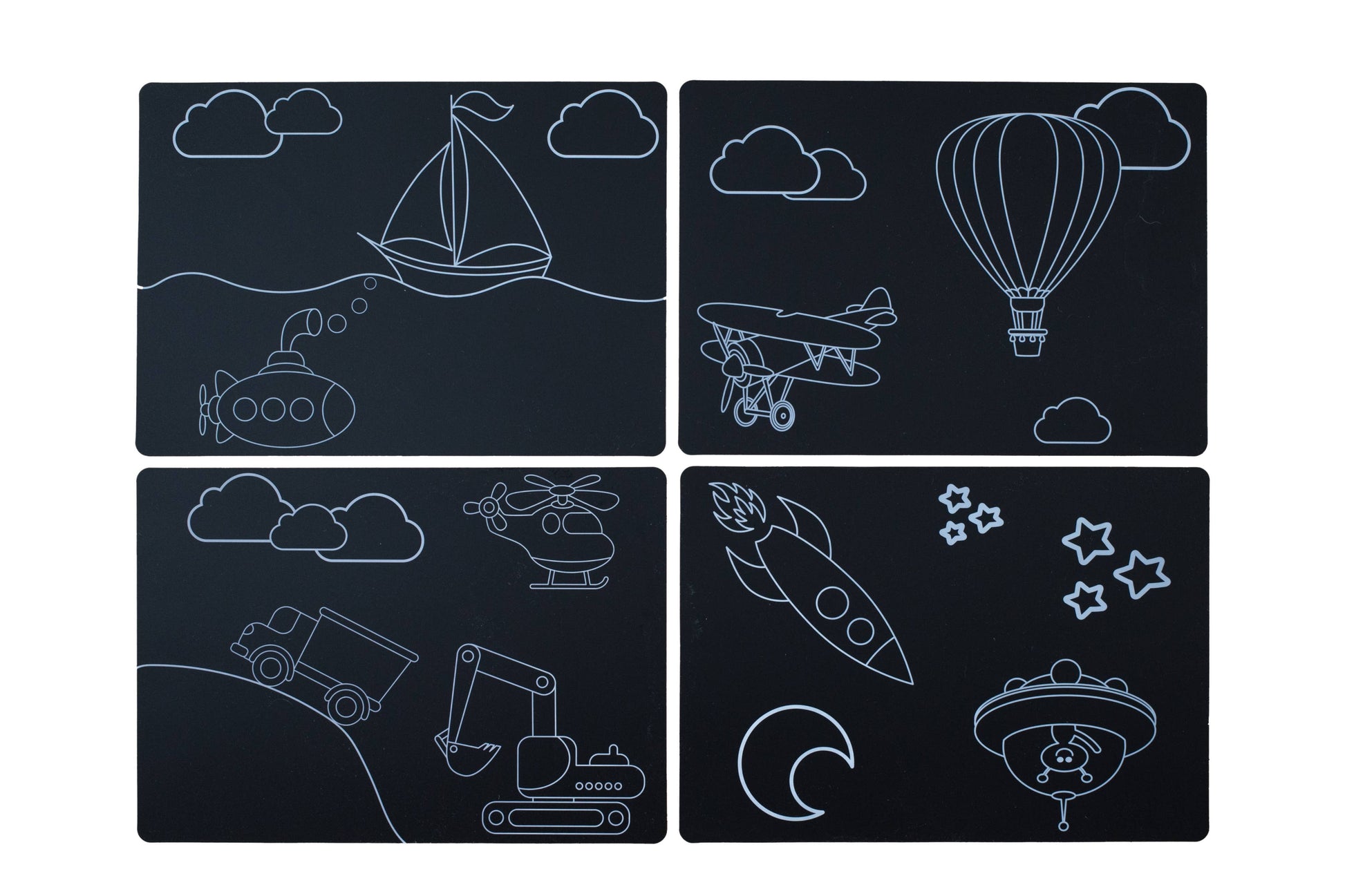 Chalkboard Transportation Travel Placemat - Set of 4 Imagination Starters